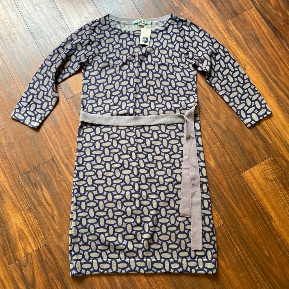 Boden 100% Wool Retro Knit Dress 2 purple/gray